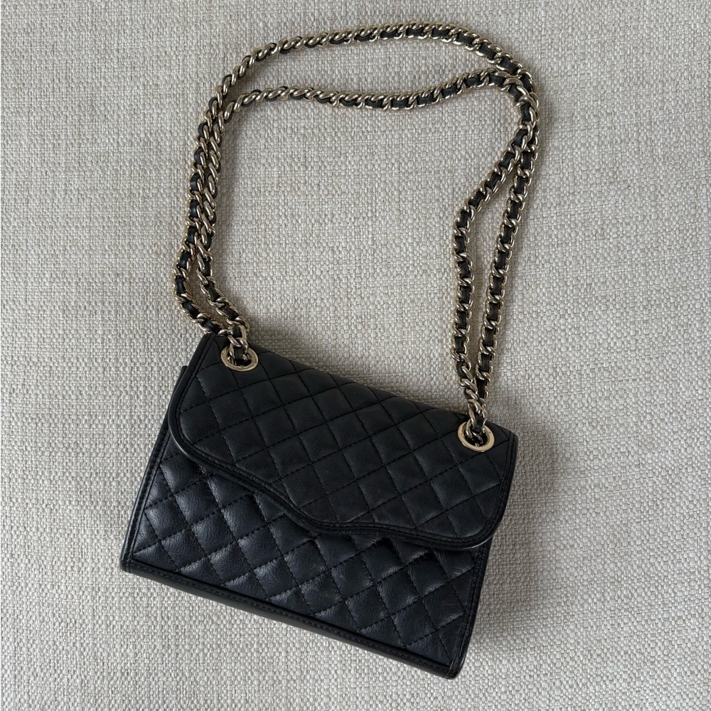 Rebecca Minkoff Black and Gold Quilted Shoulder Bag